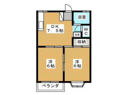 ひまわりハイツ(2DK/2階)の間取り写真