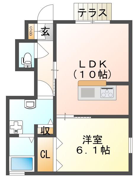 SUMIKA A(1LDK/1階)の間取り写真