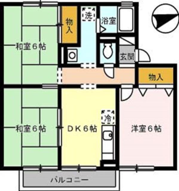 サリネージュ山手E棟(3DK/2階)の間取り写真