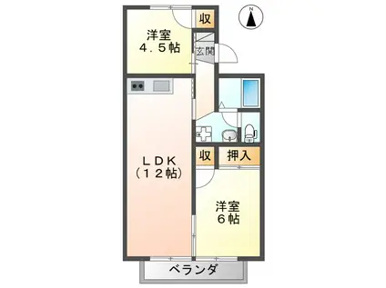 セジュール高貴(2LDK/2階)の間取り写真