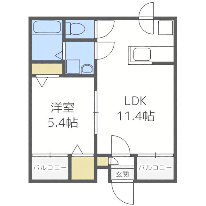 トレジャーキャッスル参番館(1LDK/5階)の間取り写真