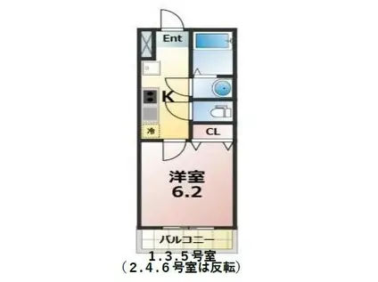 リバーブ西大宮(1K/3階)の間取り写真