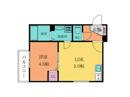 PLATINO片野プラティーノ片野(1LDK/1階)の間取り写真