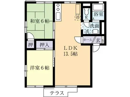 パストラルタウンE(2LDK/1階)の間取り写真