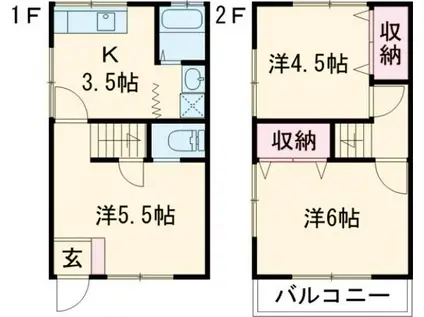 第2都荘(3K/1階)の間取り写真