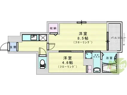 カーサユタカ(2K/1階)の間取り写真