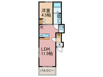 マイトリー(1LDK/1階)の間取り写真