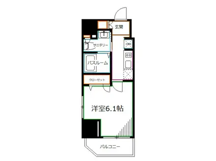 レジディア国立(1K/3階)の間取り写真