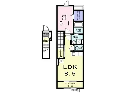 ベル アルモニーST(1LDK/2階)の間取り写真