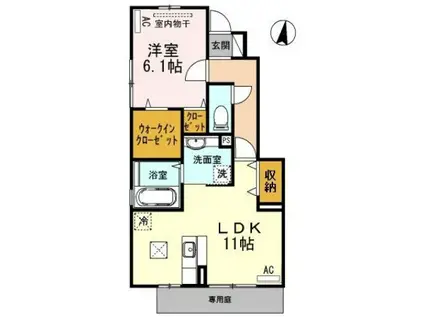 エスペリアIII(1LDK/1階)の間取り写真