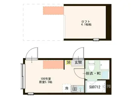 西新井テラス(ワンルーム/1階)の間取り写真