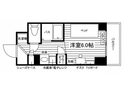 学生会館 CAMPUS TERRACE IKEBUKURO食事付き(ワンルーム/4階)の間取り写真