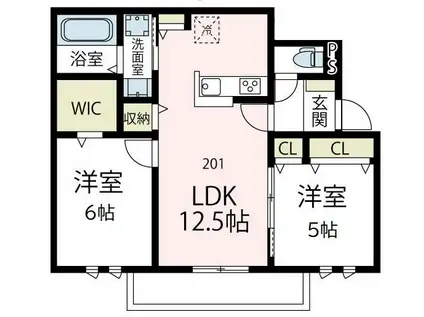 グレイスSHONAN(2LDK/2階)の間取り写真