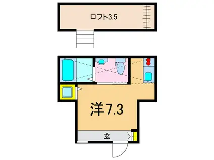 サンシャイン6(ワンルーム/1階)の間取り写真