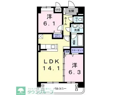 グランツ柏の葉(2LDK/5階)の間取り写真