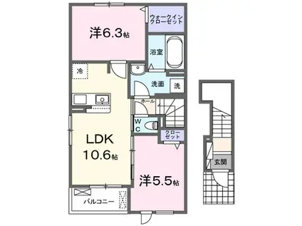 DAN ダン(2LDK/2階)の間取り写真