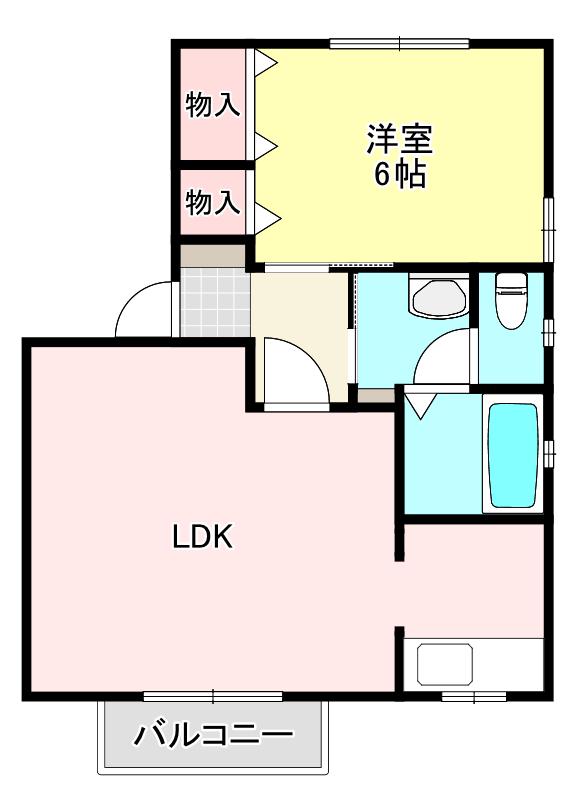クレストI(1LDK/1階)の間取り写真