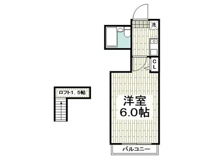 ヒルズ鶴間(1K/3階)の間取り写真
