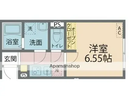 カインドネス厚木旭町II(1K/1階)の間取り写真