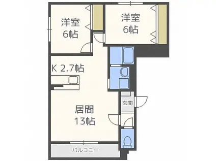 PASAPAS麻生(2LDK/2階)の間取り写真