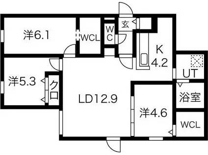 LIVEASE YAMANOTE(3LDK/1階)の間取り写真