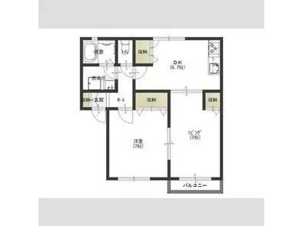 ソラーレ(2DK/2階)の間取り写真