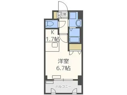 プレサンス三宮東アルバーナ(ワンルーム/4階)の間取り写真