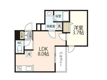月光南観音 八番館(1LDK/2階)の間取り写真