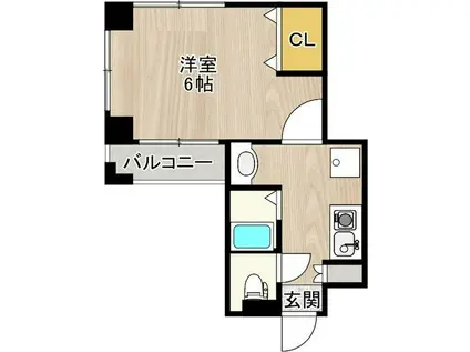 CITYSPIRE神戸元町II(1K/6階)の間取り写真