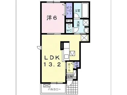 プルミエ II(1LDK/1階)の間取り写真