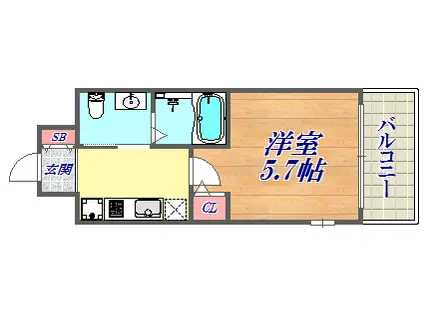 エスリード神戸ウエスト(1K/5階)の間取り写真