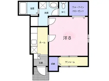 グリシーヌ(1K/1階)の間取り写真