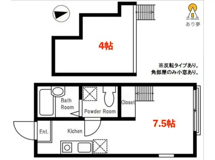 ハーミットクラブハウス和田町(ワンルーム/2階)の間取り写真