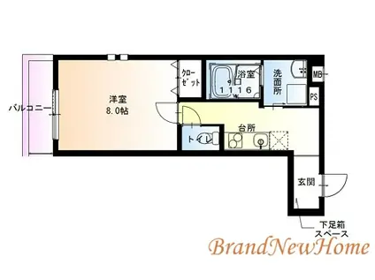 フジパレス上野芝III番館(1K/2階)の間取り写真