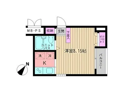 ビイルーム新宿(1K/2階)の間取り写真