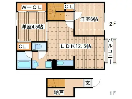 ハイツカワイ(2LDK/2階)の間取り写真