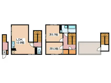 板橋区高島平1丁目D-ROOM(2LDK/2階)の間取り写真