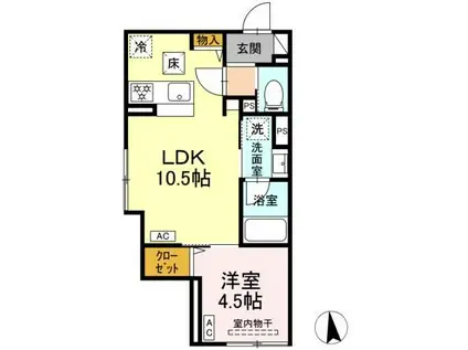 セレスティア青井II(1LDK/1階)の間取り写真