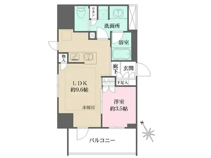 アウラ立川曙町(1LDK/2階)の間取り写真