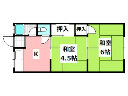 第1山野文化(2K/1階)の間取り写真
