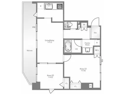 プレール・ドゥーク浅草(2LDK/10階)の間取り写真