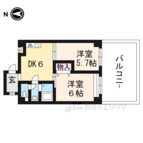 リーブルシンワ(2DK/1階)の間取り写真