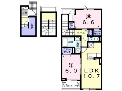 シャルマンビップII(2LDK/3階)の間取り写真