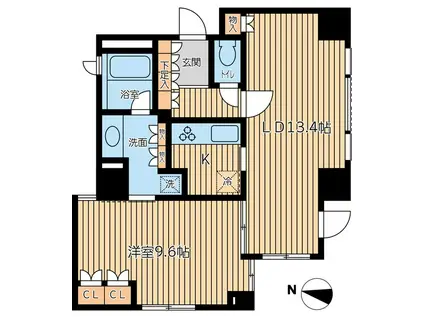 CITY SPIRE半蔵門 シティスパイア半蔵門(1LDK/1階)の間取り写真