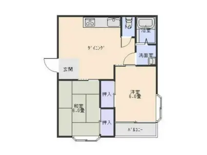 キャッスルIII(2DK/1階)の間取り写真