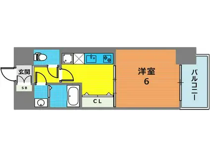 グルーブ新神戸ARIA(1K/4階)の間取り写真