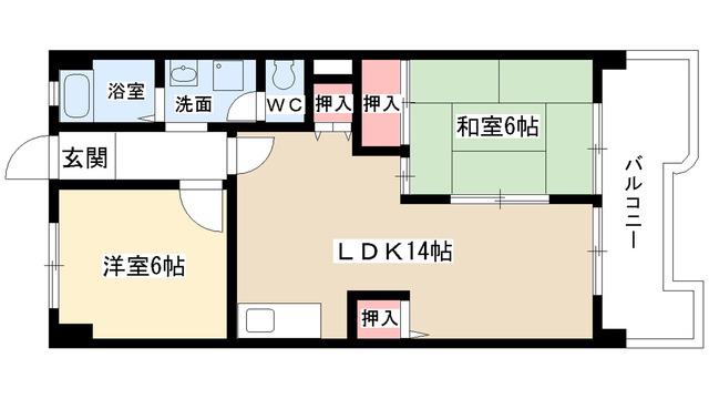 コーポ朝日(2LDK/1階)の間取り写真