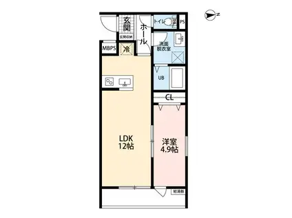 リーブルファイン谷在家(1LDK/3階)の間取り写真