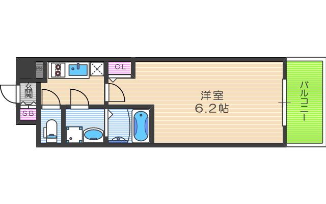 エスリード梅田グレイス(1K/6階)の間取り写真