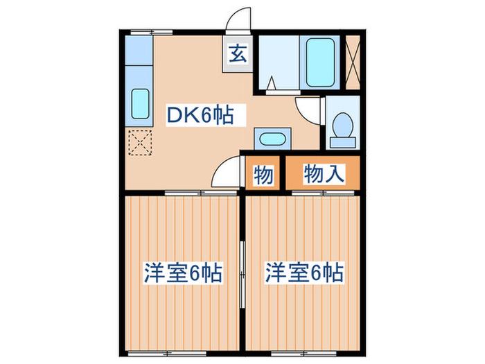 シャンテ高砂(2DK/1階)の間取り写真